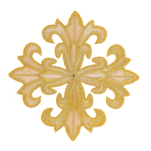 Cruz 12 cm emblema termoadesivo vestes litúrgicas ouro 3