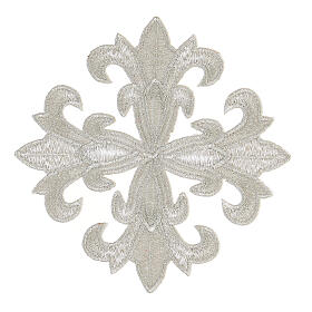 Silver cross, thermoadhesive fabric appliqué, 5 in