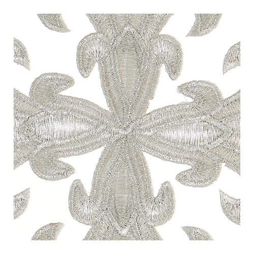 Silver cross, thermoadhesive fabric appliqué, 5 in 2