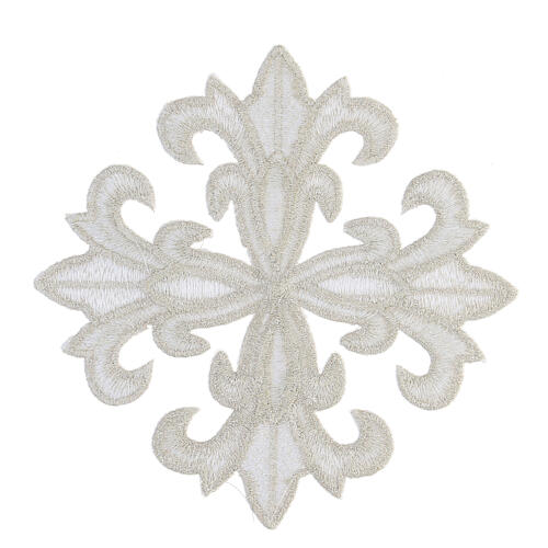 Silver cross, thermoadhesive fabric appliqué, 5 in 3