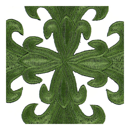 Bügelpatch, gleicharmiges Kreuz, Stickerei, 4 liturgische Farben, 12x12cm 3