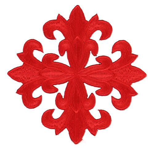 Bügelpatch, gleicharmiges Kreuz, Stickerei, 4 liturgische Farben, 12x12cm 4