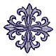 Bügelpatch, gleicharmiges Kreuz, Stickerei, 4 liturgische Farben, 12x12cm s7