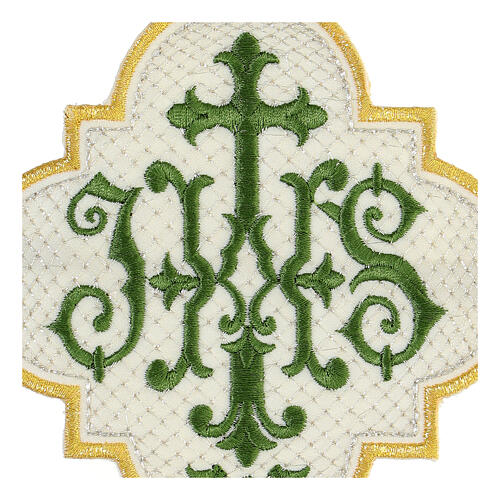 Aufnäher, Emblem "IHS", Stickerei, 4 liturgische Farben, 13x13cm 2