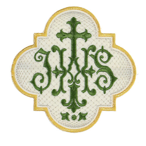 Aufnäher, Emblem "IHS", Stickerei, 4 liturgische Farben, 13x13cm 3