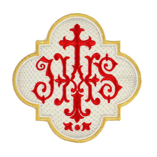 Aufnäher, Emblem "IHS", Stickerei, 4 liturgische Farben, 13x13cm 4