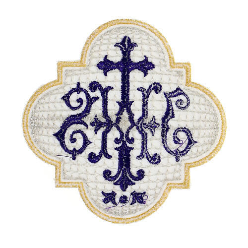 Aufnäher, Emblem "IHS", Stickerei, 4 liturgische Farben, 13x13cm 7