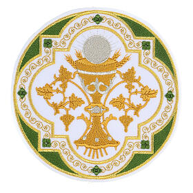 Aufnäher, Eucharistie-Symbol, Stickerei, 4 liturgische Farben, 17x17cm