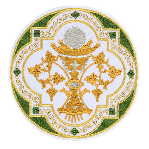 Aufnäher, Eucharistie-Symbol, Stickerei, 4 liturgische Farben, 17x17cm 2