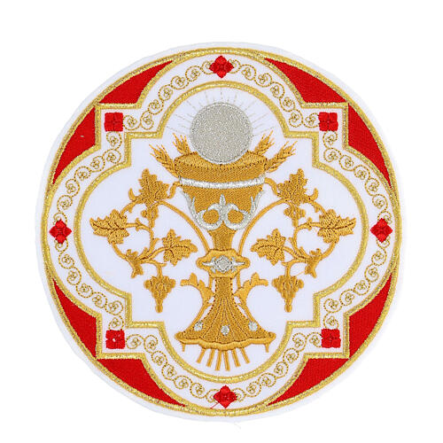 Aufnäher, Eucharistie-Symbol, Stickerei, 4 liturgische Farben, 17x17cm 4
