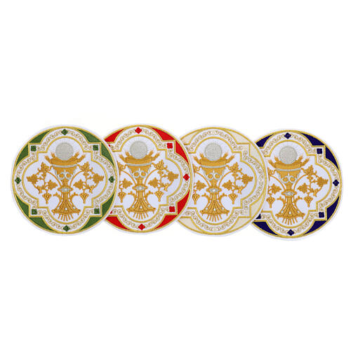 Non-adhesive round patch, chalice with host, liturgical colours, 7 in 1