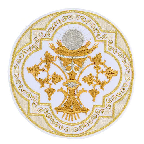 Non-adhesive round patch, chalice with host, liturgical colours, 7 in 5