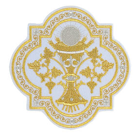 Aufnäher, Eucharistie-Symbol, Stickerei, gold-/silberfarben, 17x17cm