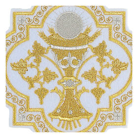 Aufnäher, Eucharistie-Symbol, Stickerei, gold-/silberfarben, 17x17cm
