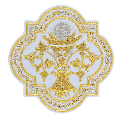 Aufnäher, Eucharistie-Symbol, Stickerei, gold-/silberfarben, 17x17cm 1
