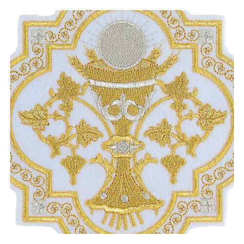 Aufnäher, Eucharistie-Symbol, Stickerei, gold-/silberfarben, 17x17cm 2