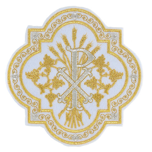 Aufnäher, Christusmonogramm, Stickerei, gold-/silberfarben, 17x17cm 1