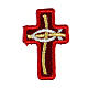 Bügelpatch, Kreuz mit Fisch, Stickerei, 4 liturgische Farben, 4x2,5cm s3