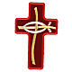 Bügelpatch, Kreuz mit Fisch, Stickerei, 4 liturgische Farben, 12x7,5cm s4