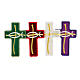 Cross-shaped thermoadhesive patch with stylised fish, liturgical colours, 5 in s1