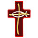 Bügelpatch, Kreuz mit Fisch, Stickerei, 4 liturgische Farben, 20x13cm s4