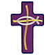 Bügelpatch, Kreuz mit Fisch, Stickerei, 4 liturgische Farben, 20x13cm s6