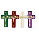 Cross-shaped thermoadhesive application with stylised fish, four liturgical colours, 8 in s1
