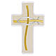 Cross-shaped thermoadhesive application with stylised fish, four liturgical colours, 8 in s5