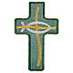 Cross-shaped thermoadhesive application with stylised fish, four liturgical colours, 8 in s7