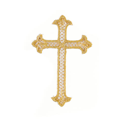 Cruz em trevo 8x5 cm dourada aplicação de acabamento vestes litúrgicas 2