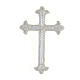 Silver budded cross, thermoadhesive application for vestments, 3x2 in s2