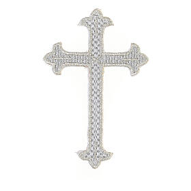 Silver trefoil cross iron-on patch 8x5 cm