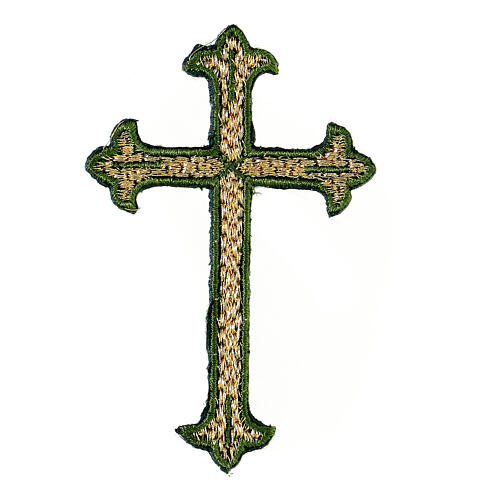 Bügelpatch, dreilappiges Kreuz, Stickerei, 4 liturgische Farben, 8x5cm 2