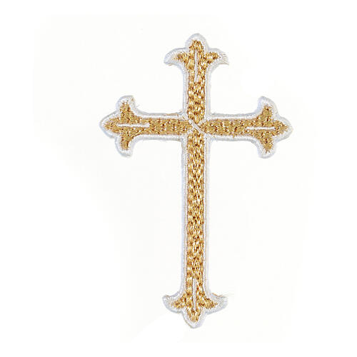 Bügelpatch, dreilappiges Kreuz, Stickerei, 4 liturgische Farben, 8x5cm 4