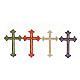 Bügelpatch, dreilappiges Kreuz, Stickerei, 4 liturgische Farben, 8x5cm s1