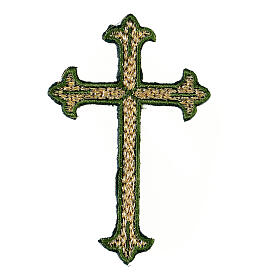Budded cross-shaped thermoadhesive application for vestments, liturgical colours, 3x2 in