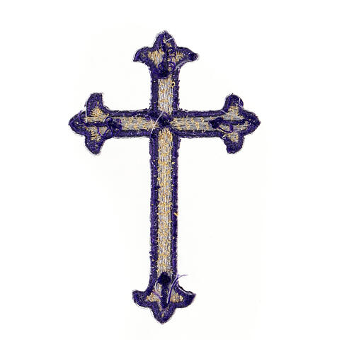 Budded cross-shaped thermoadhesive application for vestments, liturgical colours, 3x2 in 6