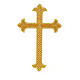 Gold budded cross, iron-on fabric application, 5x3 in s1