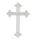 Silver budded cross, iron-on fabric application, 5x3 in s2