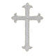 Krzyż trójlistny srebrny, 12x8 cm, patch termoprzylepny do paramentów s1