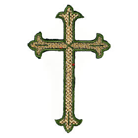 Bügelpatch, dreilappiges Kreuz, Stickerei, 4 liturgische Farben, 12x8cm
