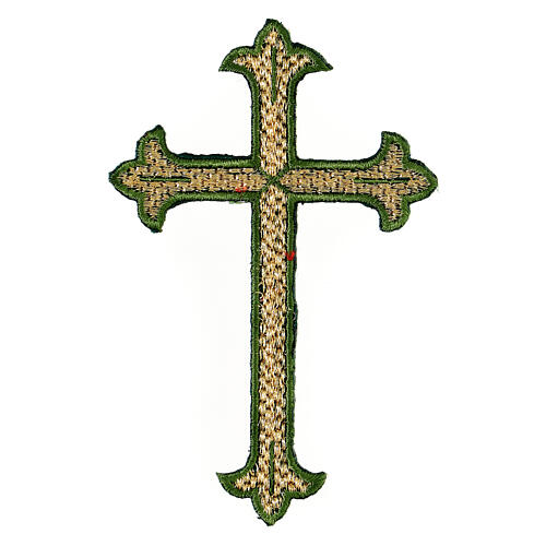 Bügelpatch, dreilappiges Kreuz, Stickerei, 4 liturgische Farben, 12x8cm 2