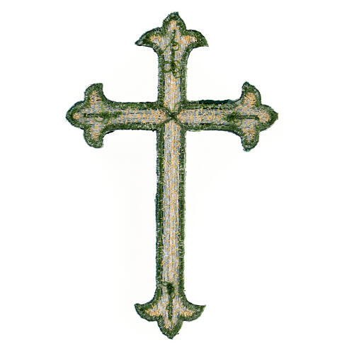 Bügelpatch, dreilappiges Kreuz, Stickerei, 4 liturgische Farben, 12x8cm 6