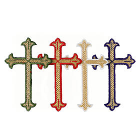 Budded cross, iron-on fabric application, liturgical colours, 5x3 in