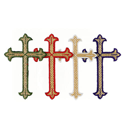 Budded cross, iron-on fabric application, liturgical colours, 5x3 in 1