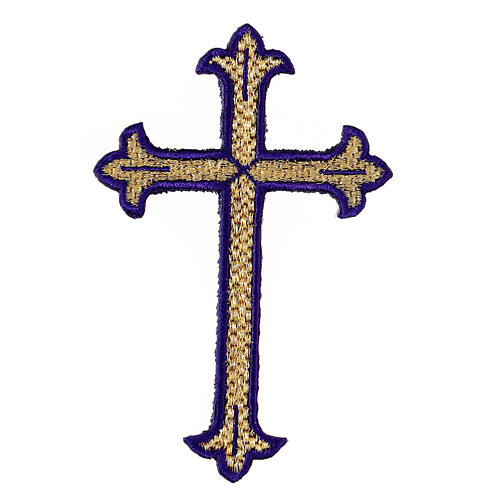 Budded cross, iron-on fabric application, liturgical colours, 5x3 in 5