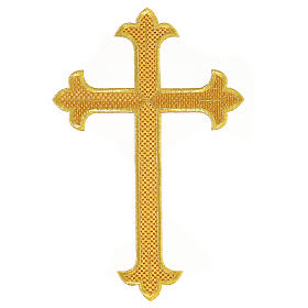 Budded cross, iron-on fabric application, golden colour, 9x6 in