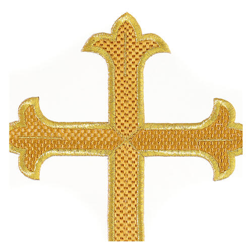 Budded cross, iron-on fabric application, golden colour, 9x6 in 2