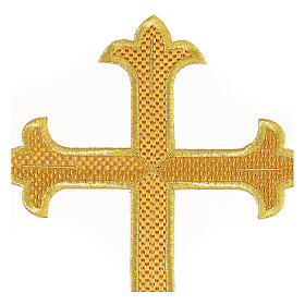 Iron-on trilobed cross for vestments 24x15 cm gold
