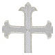 Budded cross, iron-on fabric application, silver colour, 9x6 in s2